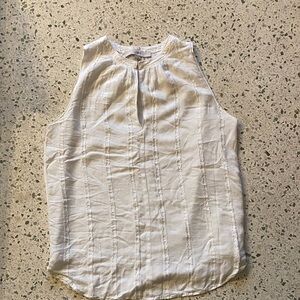 LOFT Ivory Textured Sleeveless Blouse
